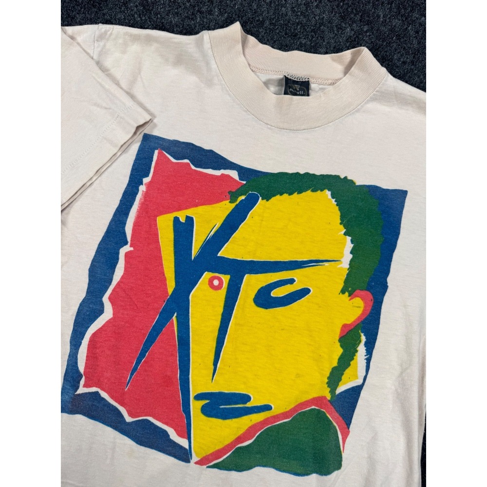 Vintage XTC T-Shirt 80s Anvil USA Abstract Face Graphic Single Stitch Size M